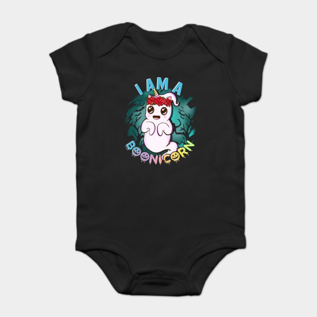 I am a Boonicorn Funny Unicorn Ghost Halloween Baby Bodysuit by creative